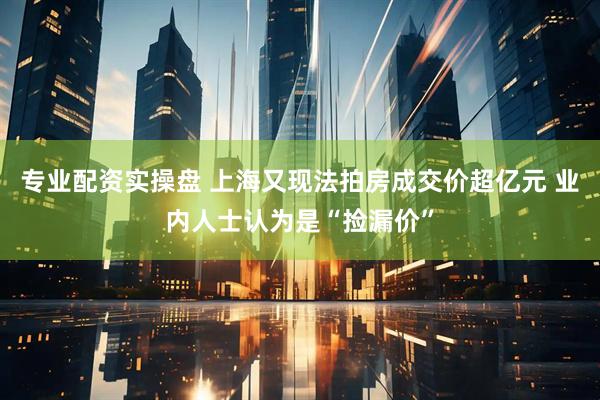 专业配资实操盘 上海又现法拍房成交价超亿元 业内人士认为是“捡漏价”