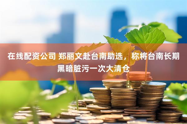 在线配资公司 郑丽文赴台南助选，称将台南长期黑暗脏污一次大清仓